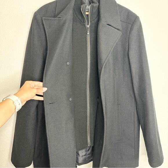 Kenneth Cole Reaction Wool Coat Black Men's Size Large - Picture 4 of 5
